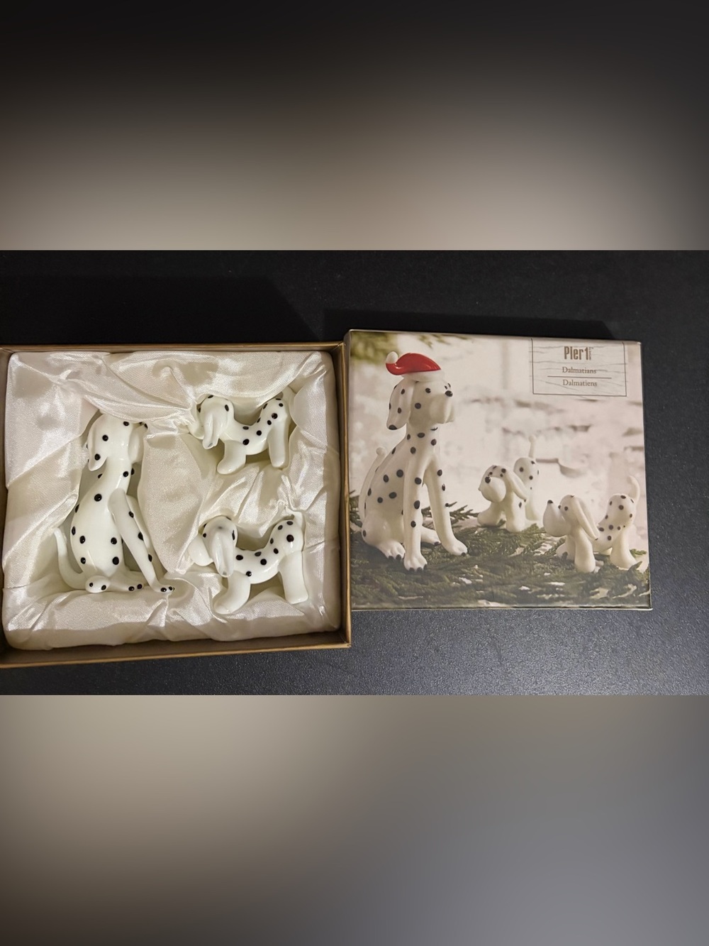 VINTAGE Pier 1 Dalmatians Dalmatian Dog Figurines Christmas Decor